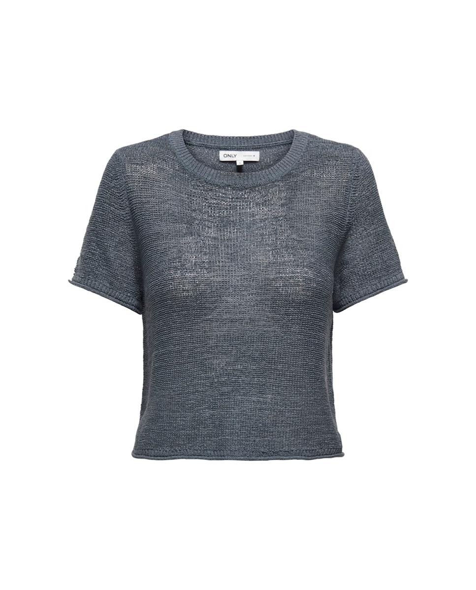 T-shirt de mulher com manga curta Azul-5
