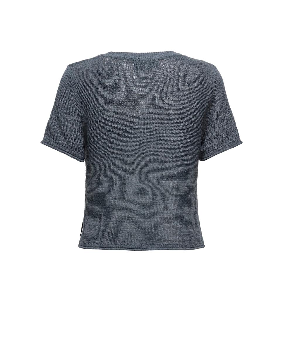 T-shirt de mulher com manga curta Azul-6