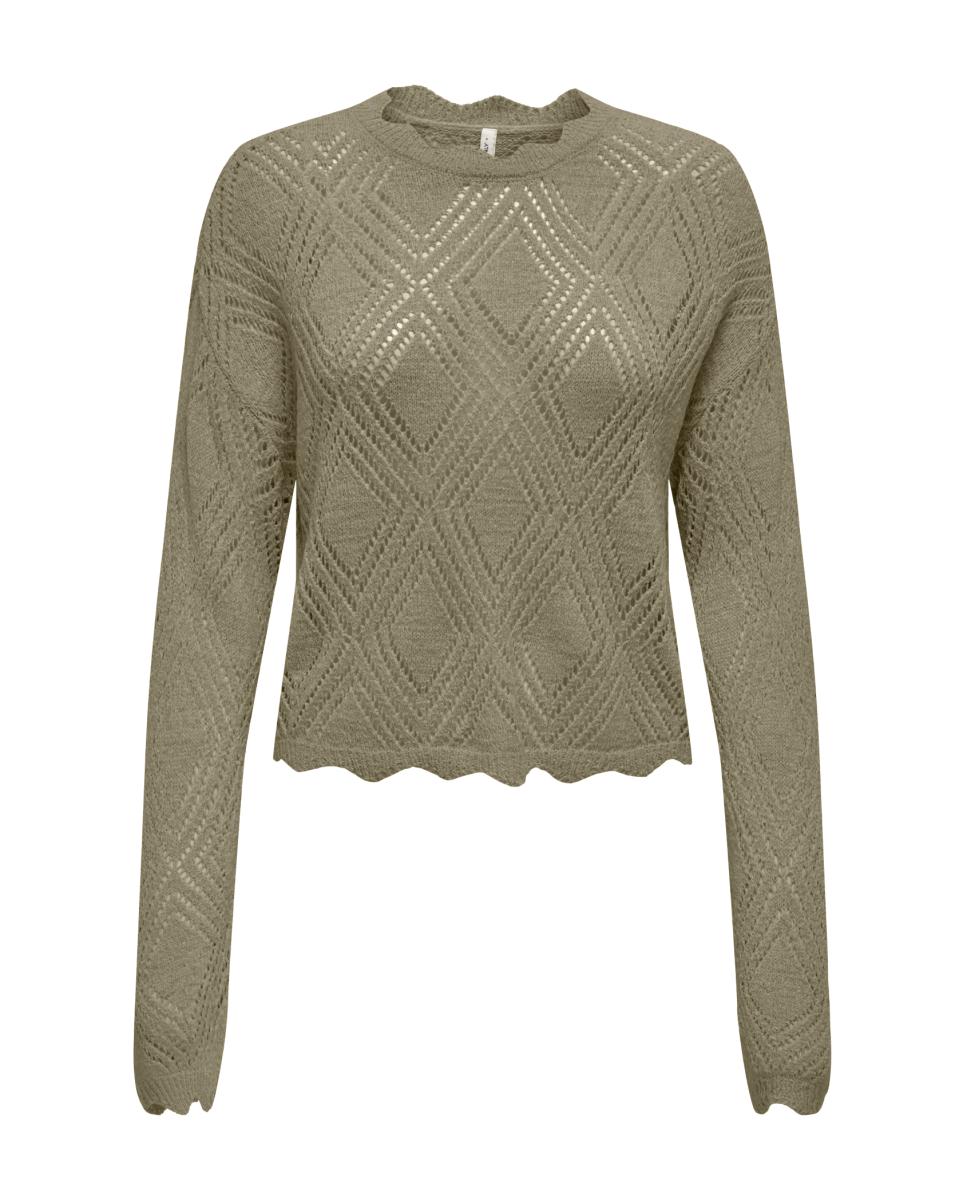 Camisola de Malha com Manga Comprida e Decote Redondo Verde-militar-6