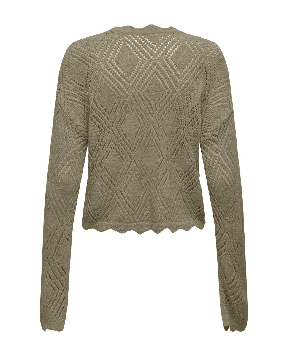 Camisola de Malha com Manga Comprida e Decote Redondo Verde-militar-7