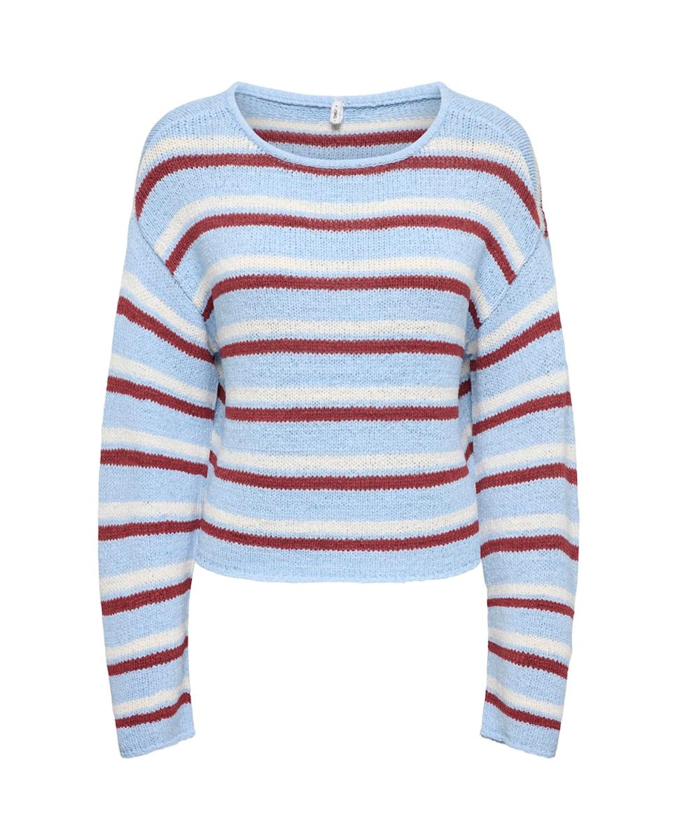 Jersey de mujer con cuello redondo y manga larga - Only - Azul Azul-3