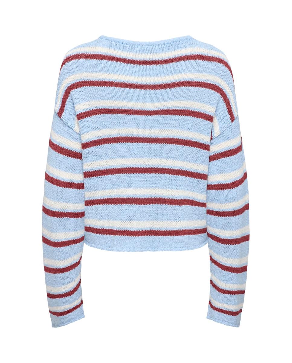 Jersey de mujer con cuello redondo y manga larga - Only - Azul Azul-4