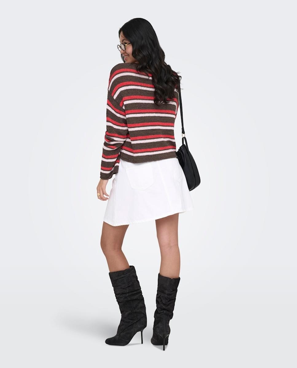 Jersey de mujer con cuello redondo y manga larga - Only - Marrón Marrón-2