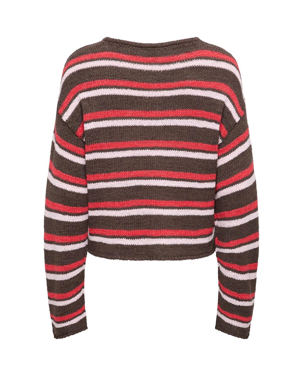 Jersey de mujer con cuello redondo y manga larga - Only - Marrón Marrón-4