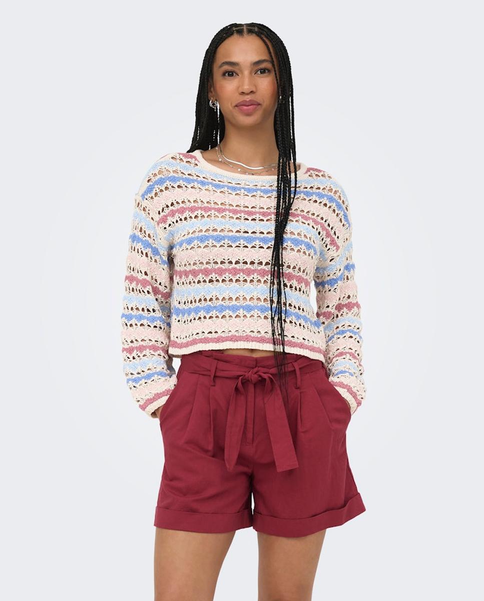 Imagem 0 de Camisola de malha de mulher com decote redondo e manga comprida