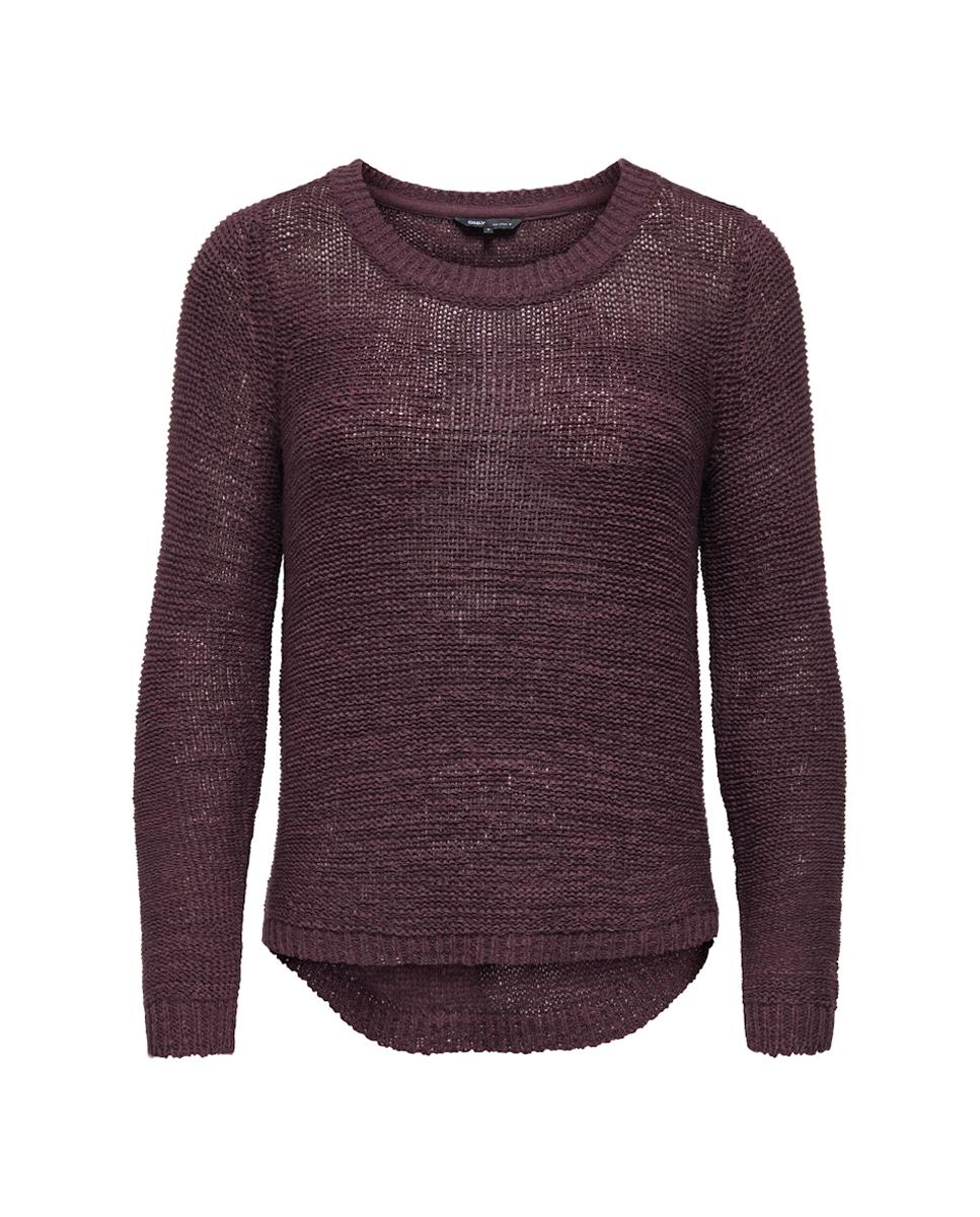 Jersey de mujer de manga larga y cuello redondo - Only - Burdeos Burdeos-4