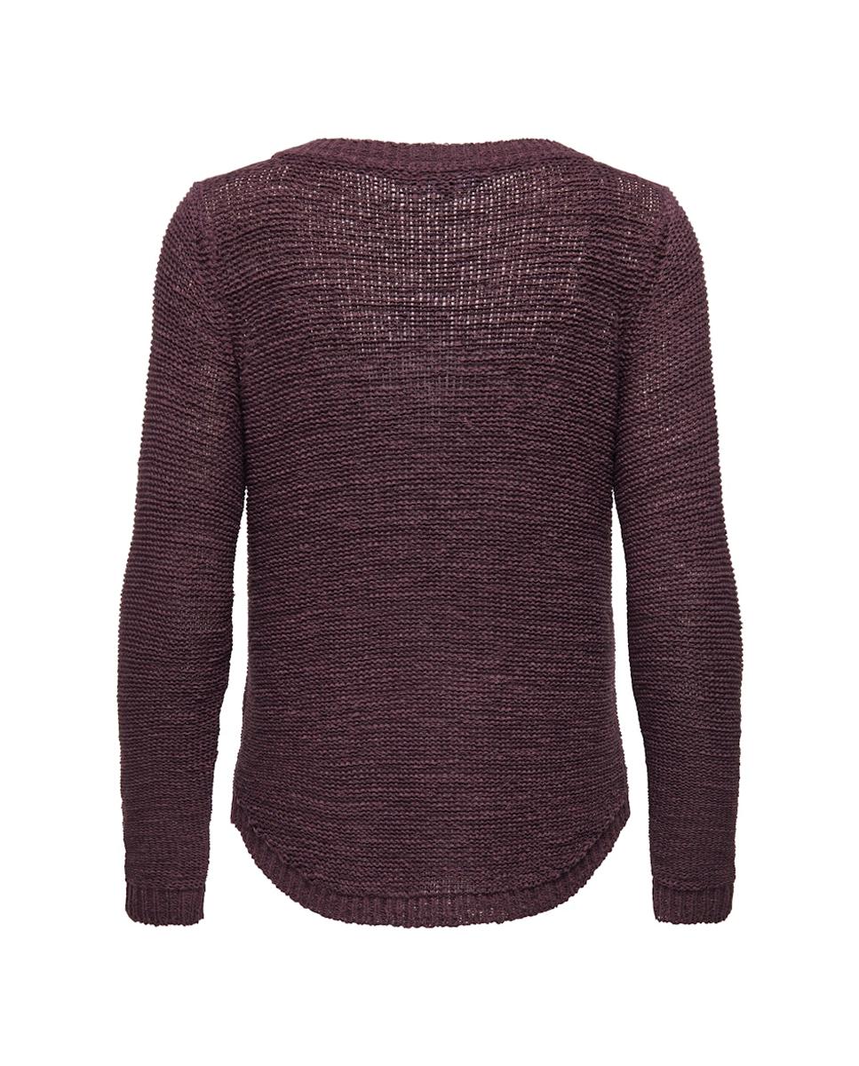 Jersey de mujer de manga larga y cuello redondo - Only - Burdeos Burdeos-5