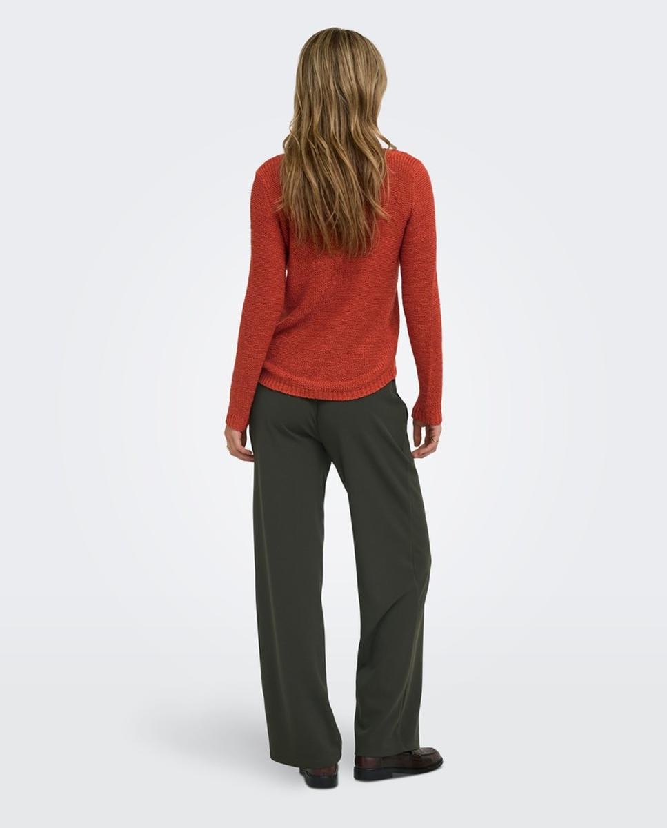 Jersey de mujer de manga larga y cuello redondo - Only - Rojo Rojo-3