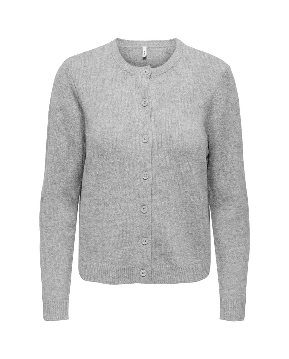 Cárdigan de mujer de manga larga con cuello redondo - Only - Gris claro Gris claro-1