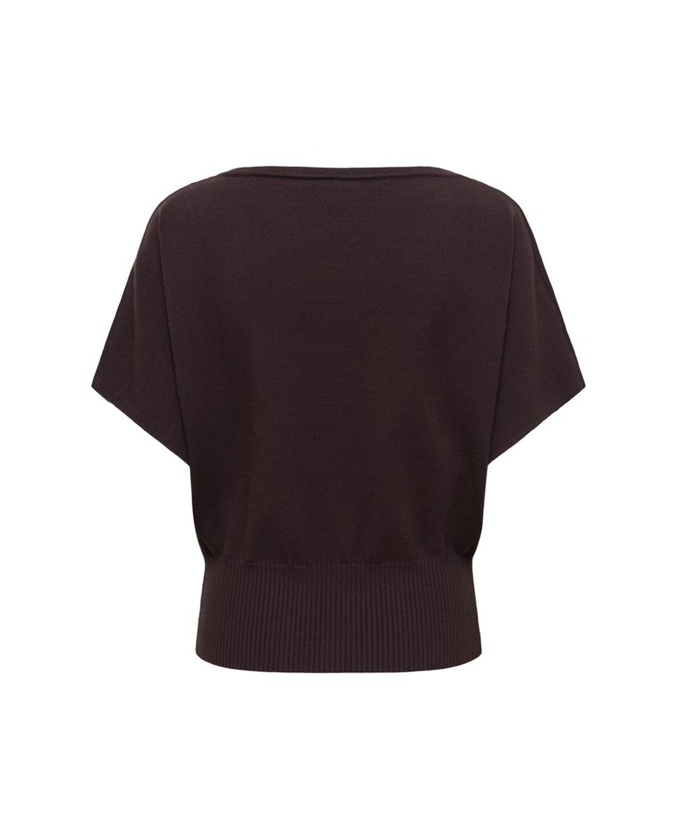 Camisola de malha com manga curta Castanho-escuro-2