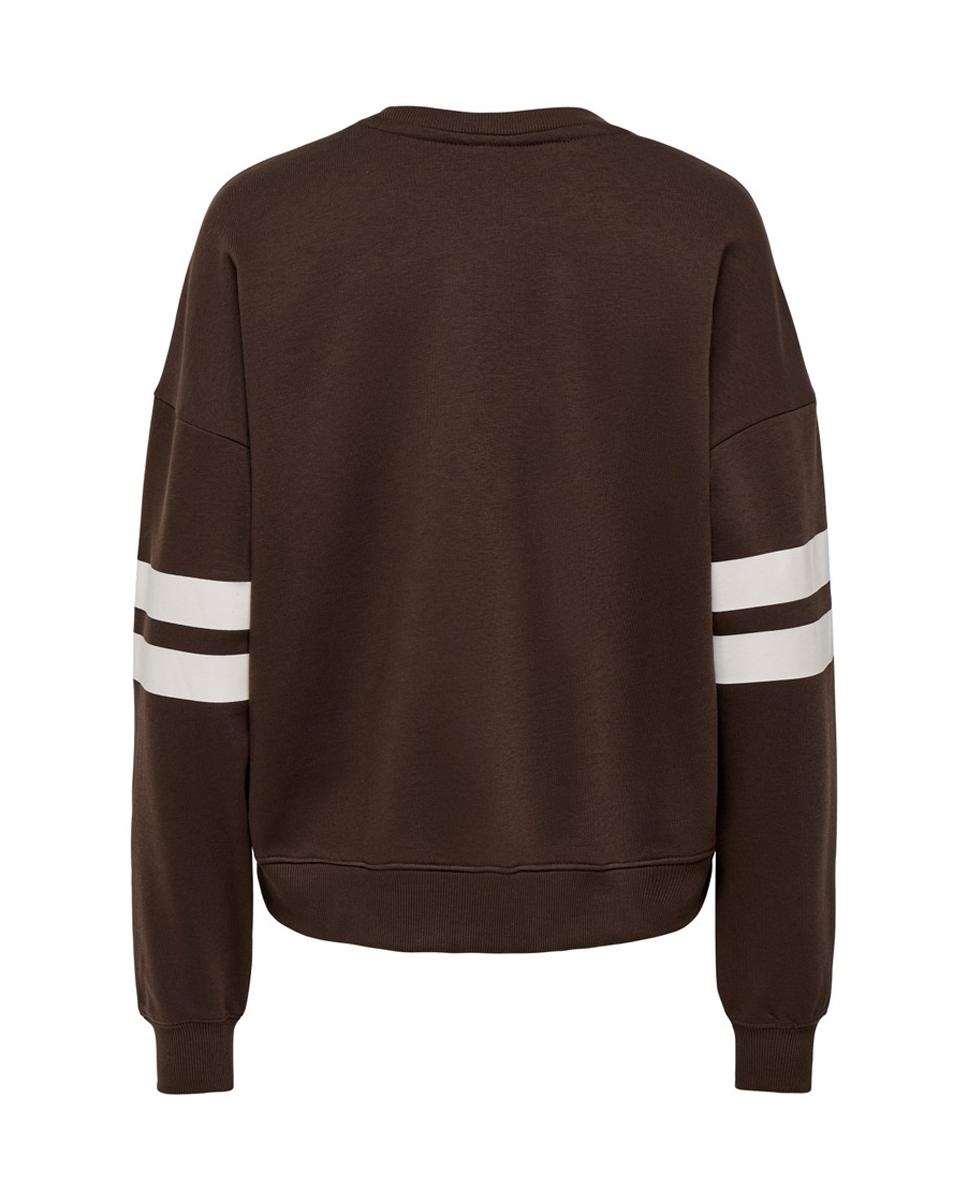 Sweatshirt de manga comprida com decote redondo Castanho-2