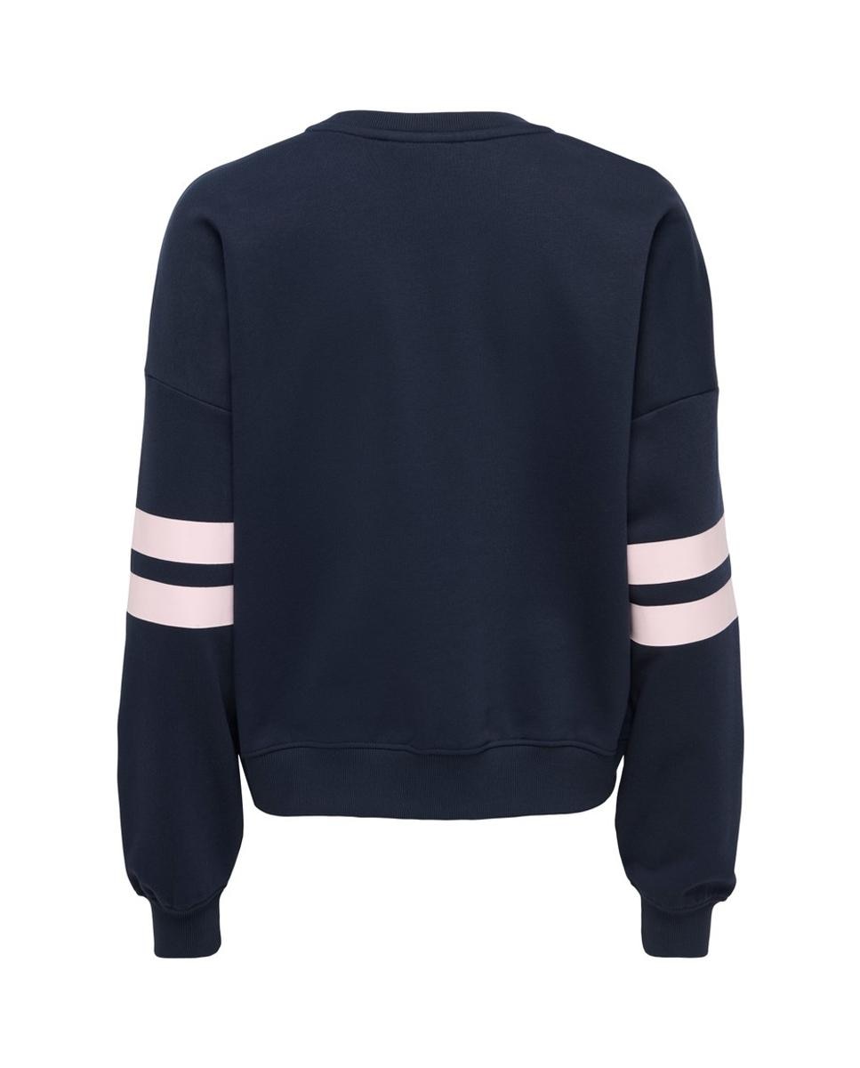 Sweatshirt de manga comprida com decote redondo Azul-marinho-2