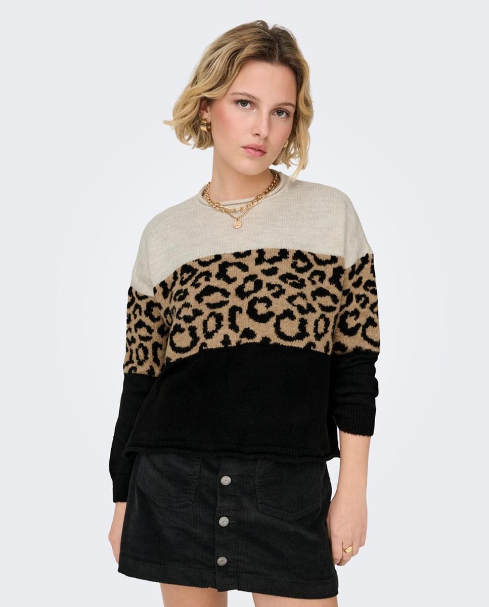 Imagen 0 de Jersey de mujer de manga larga con cuello redondo Marrón