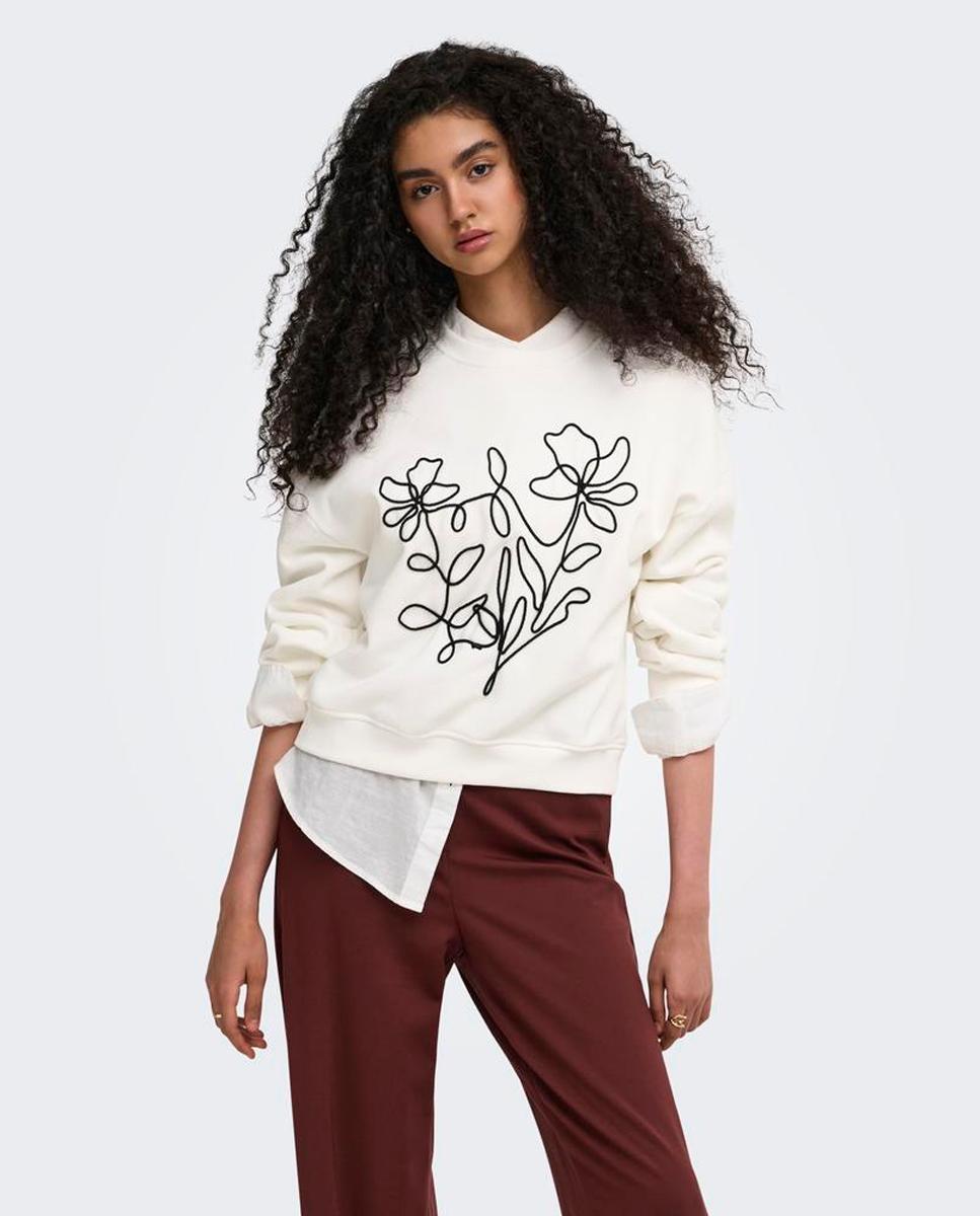 Imagen 0 de Sudadera de mujer con cuello redondo y manga larga Blanco