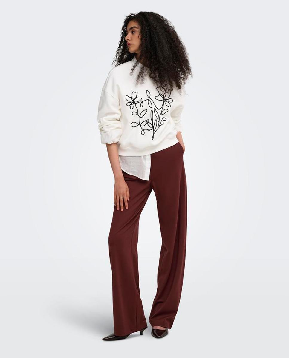Sudadera de mujer con cuello redondo y manga larga - Only - Blanco Blanco-3