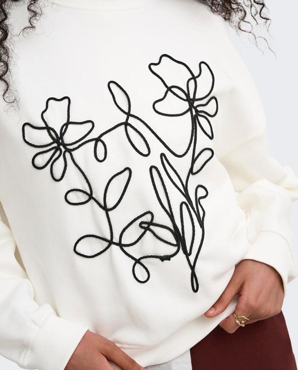 Sudadera de mujer con cuello redondo y manga larga - Only - Blanco Blanco-5