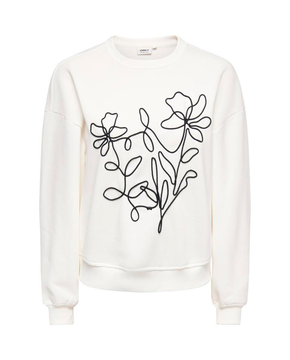 Sudadera de mujer con cuello redondo y manga larga - Only - Blanco Blanco-6