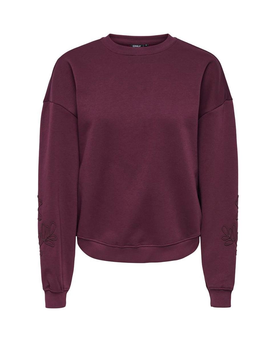 Sudadera de mujer con cuello redondo y manga larga - Only - Burdeos Burdeos-1