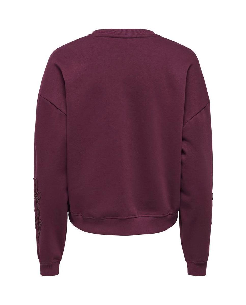 Sudadera de mujer con cuello redondo y manga larga - Only - Burdeos Burdeos-2