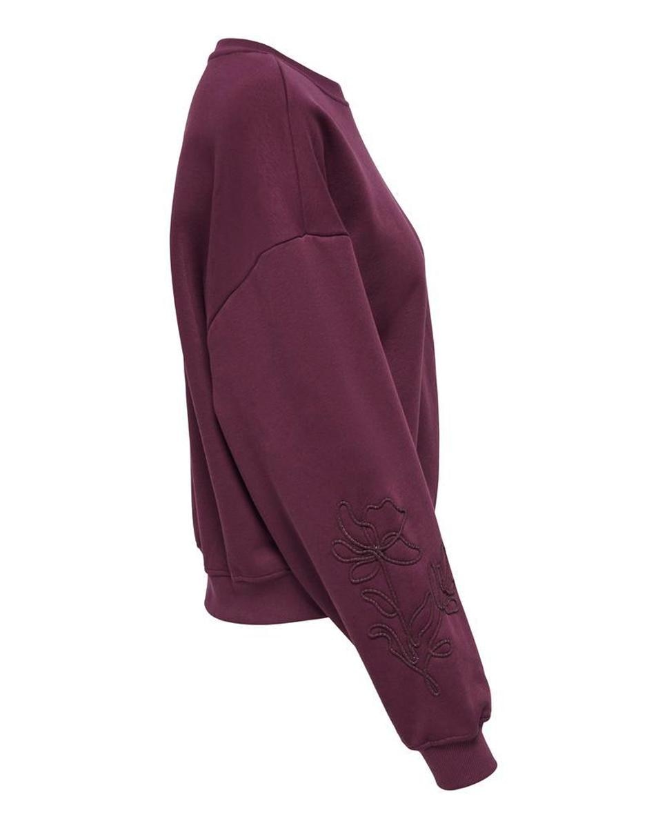 Sudadera de mujer con cuello redondo y manga larga - Only - Burdeos Burdeos-3