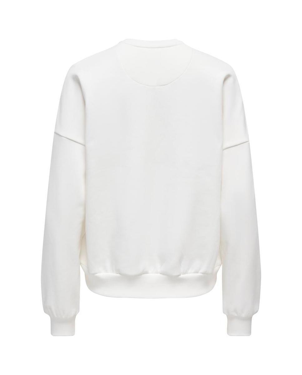 Sweatshirt de Manga Curta com Decote em Bico Branco-7