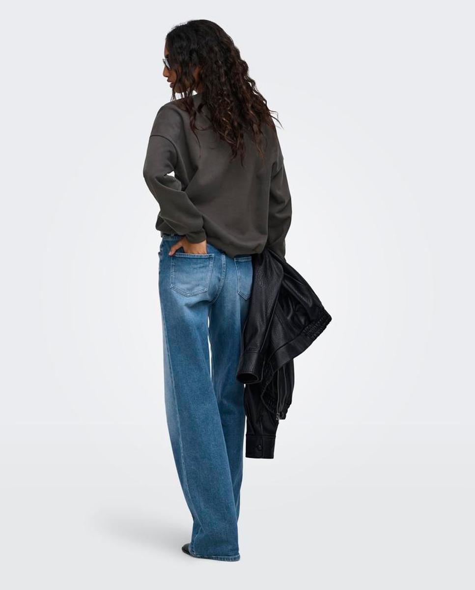Imagen 2 de Sudadera de mujer de manga corta con escote pico - Only - Gris oscuro Gris oscuro