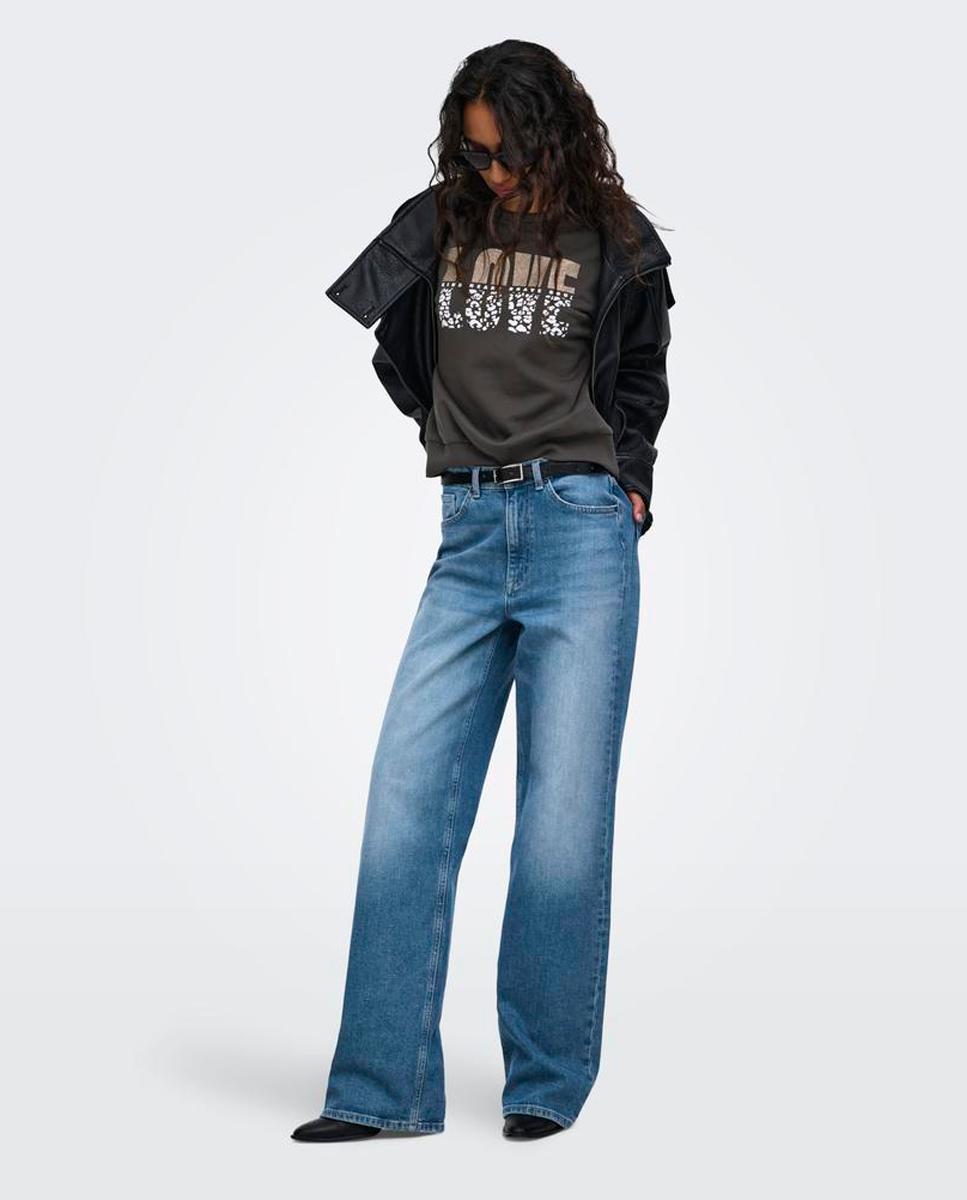 Imagen 3 de Sudadera de mujer de manga corta con escote pico - Only - Gris oscuro Gris oscuro