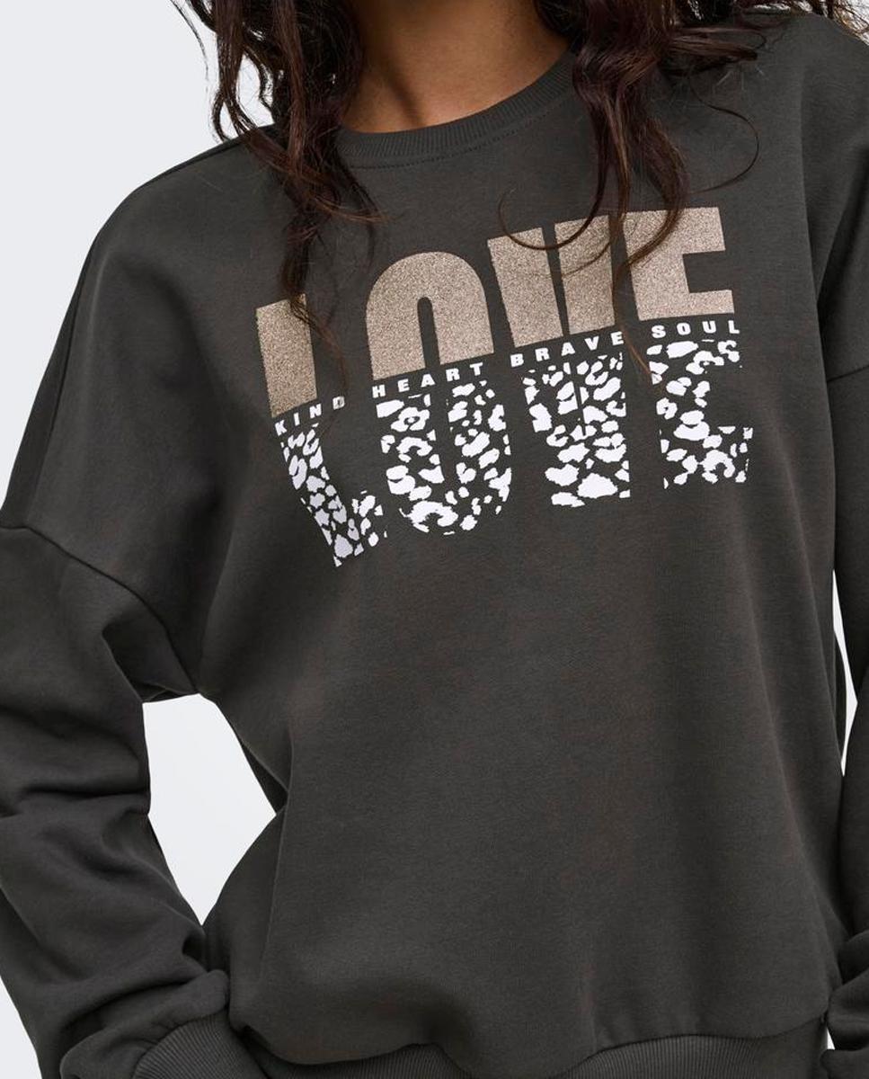 Imagen 5 de Sudadera de mujer de manga corta con escote pico - Only - Gris oscuro Gris oscuro