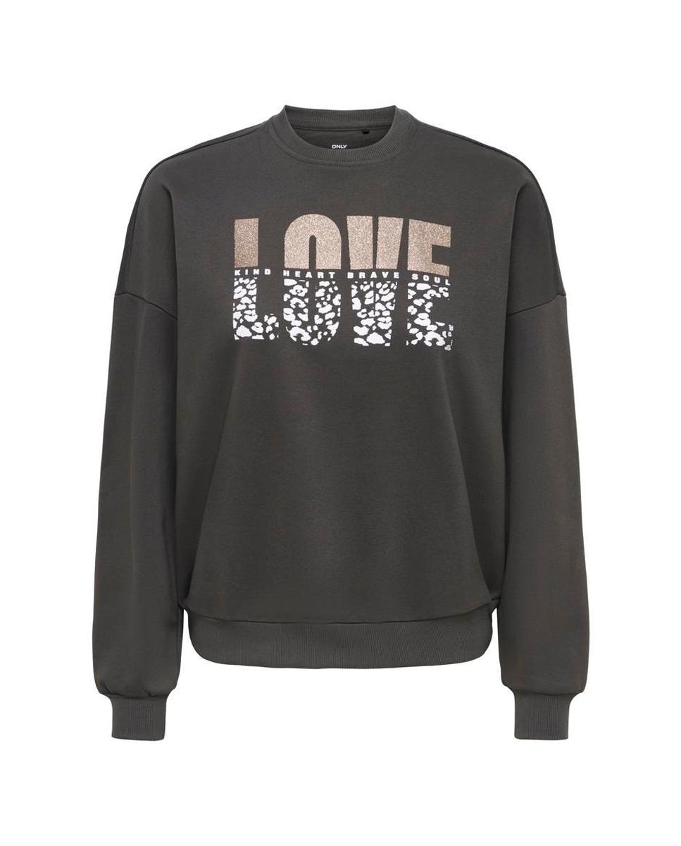 Imagen 6 de Sudadera de mujer de manga corta con escote pico - Only - Gris oscuro Gris oscuro
