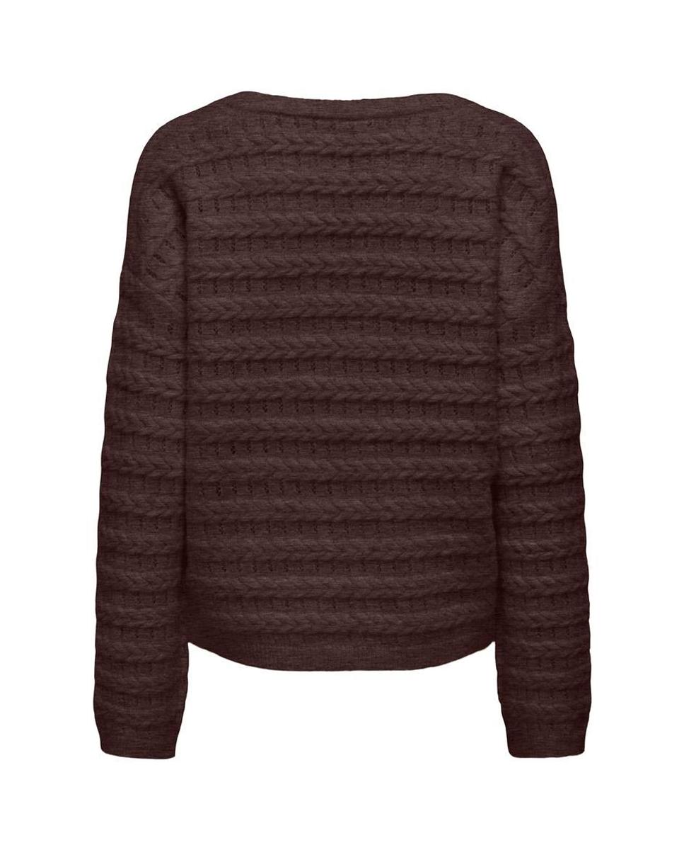 Jersey de mujer con escote pico y manga murciélago - Only - Marrón oscuro Marrón oscuro-2