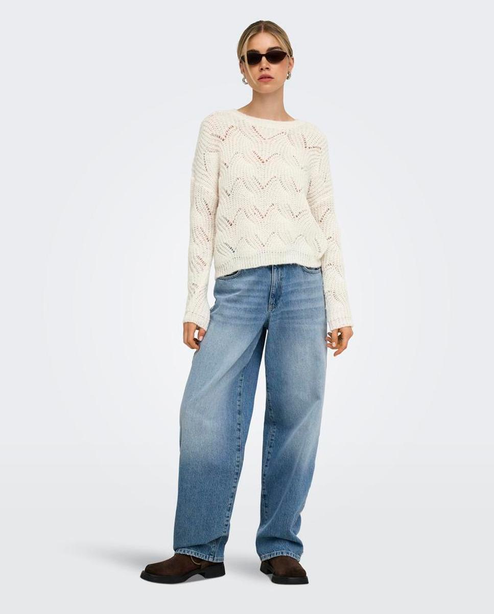 Imagen 0 de Jersey de mujer con cuello redondo y detalle glitter Beige