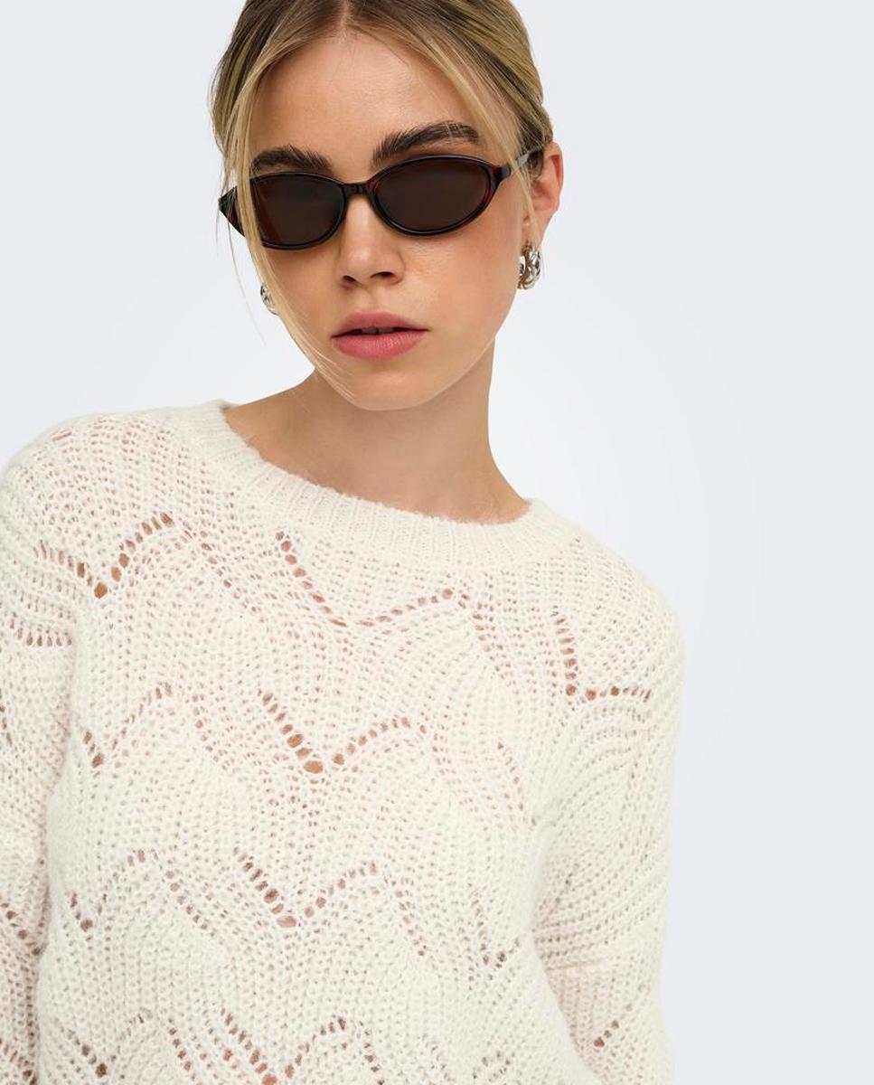 Jersey de mujer con cuello redondo y detalle glitter - Only - Beige Beige-5