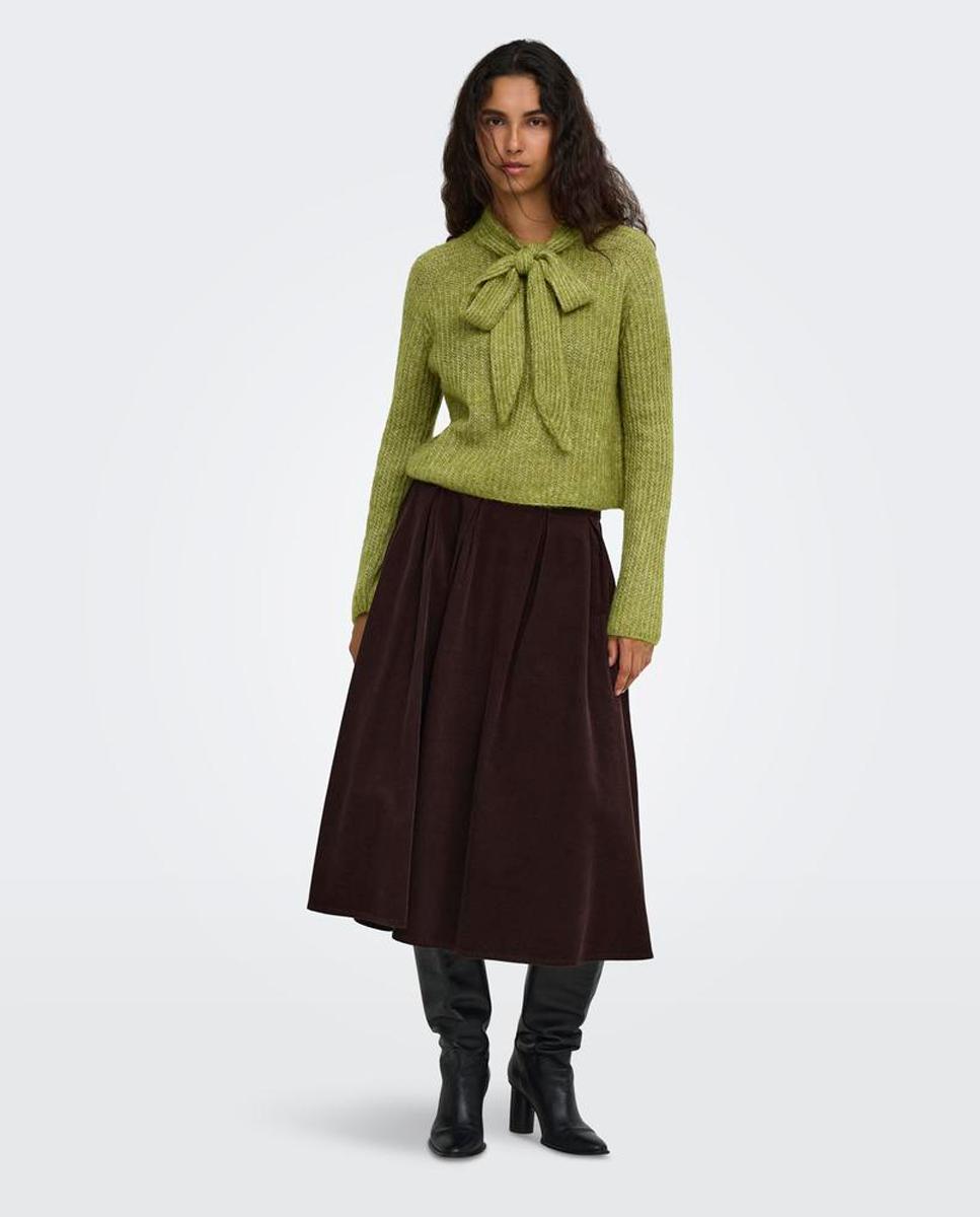 Jersey de mujer con cuello alto y lazo - Only - Verde Verde-3