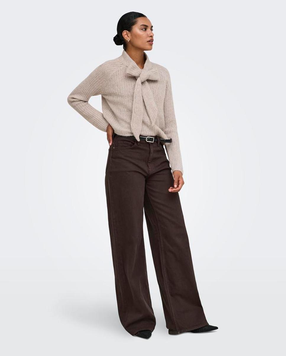 Jersey de mujer con cuello alto y lazo - Only - Beige Beige-3