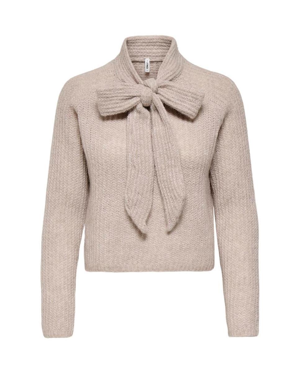 Jersey de mujer con cuello alto y lazo - Only - Beige Beige-6