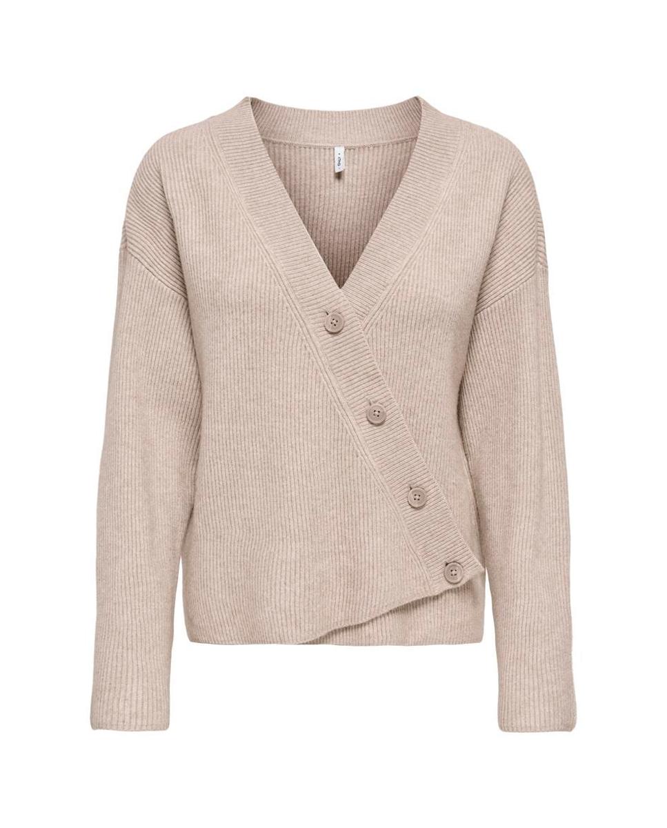 Cárdigan de mujer con escote pico y cierre de botones - Only - Beige Beige-1