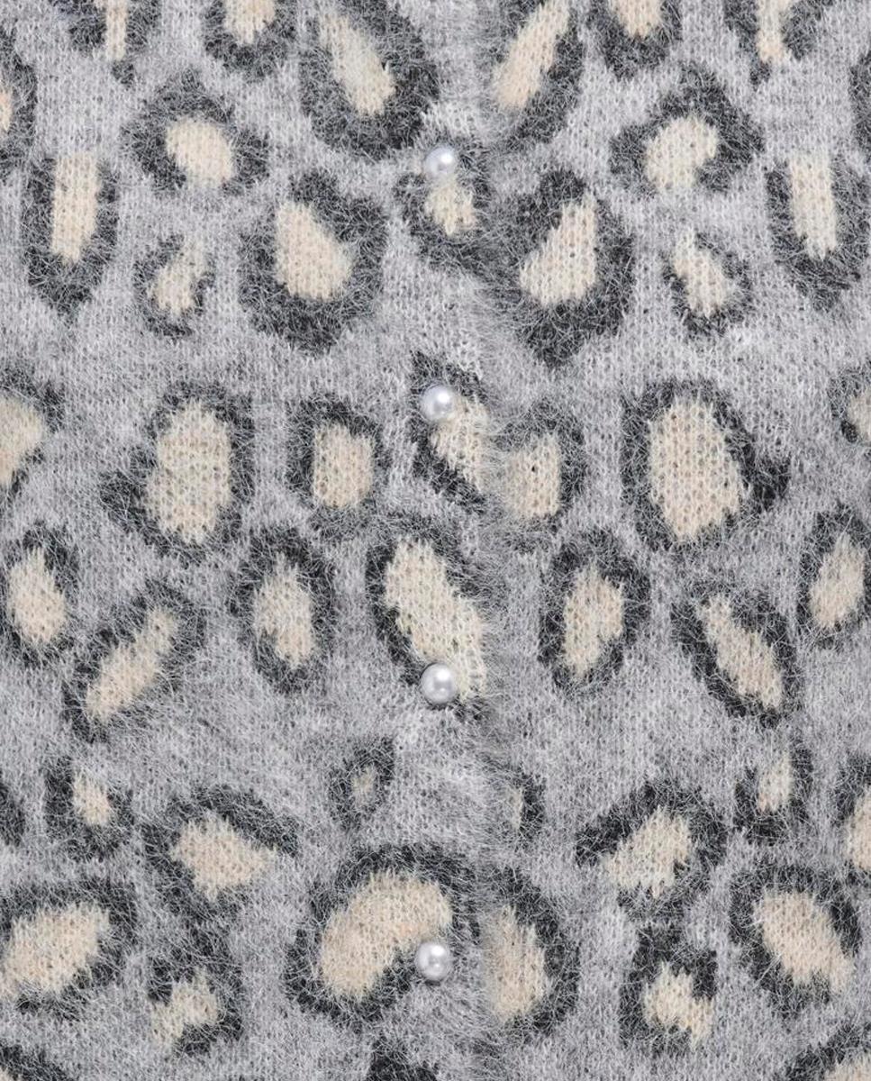 Cárdigan de mujer con cuello redondo y cierre de botones - Only - Gris Gris-6
