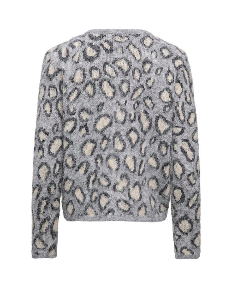 Cárdigan de mujer con cuello redondo y cierre de botones - Only - Gris Gris-8