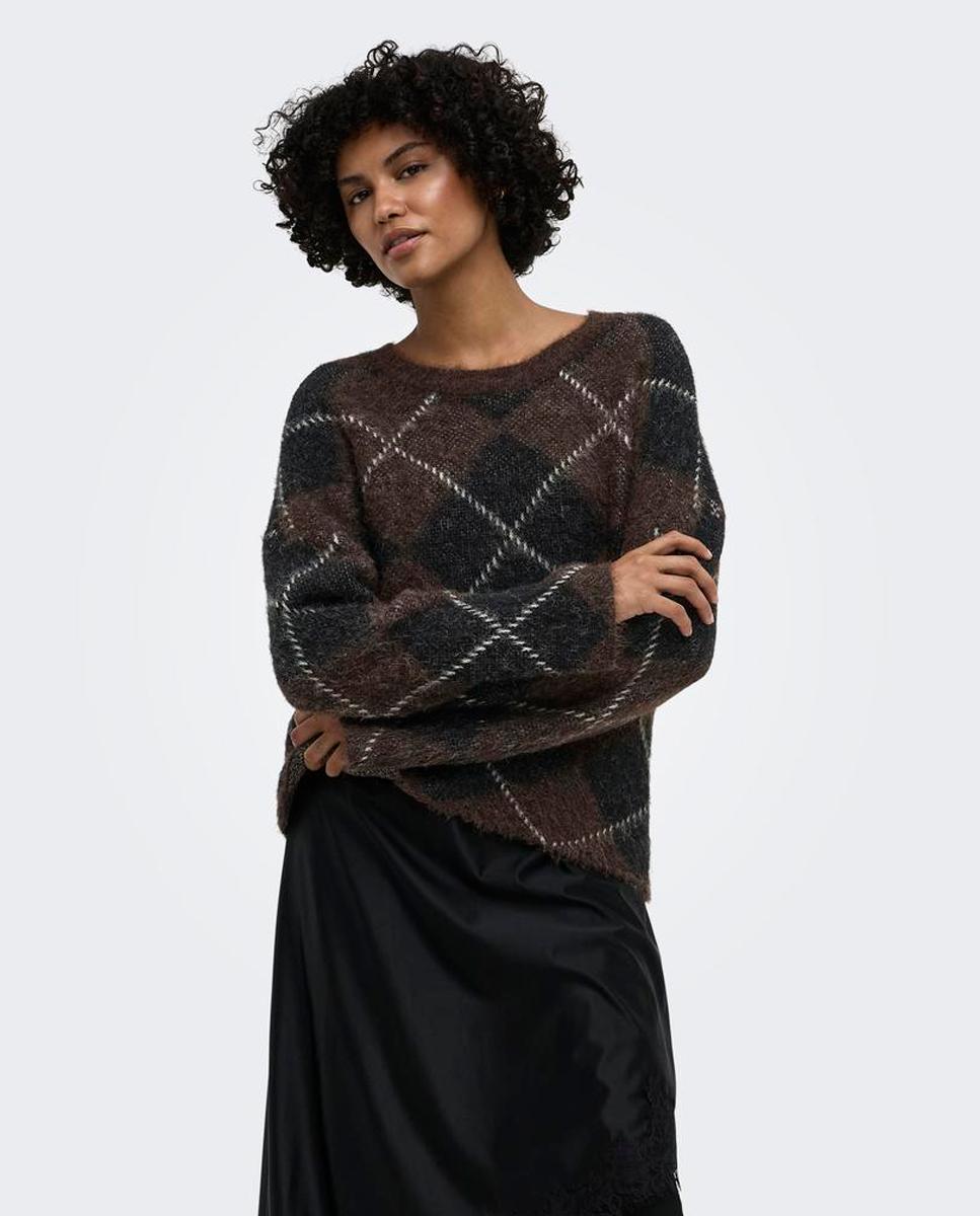 Imagen 3 de Jersey de mujer con cuello redondo y hombros caídos - Only - Marrón Marrón