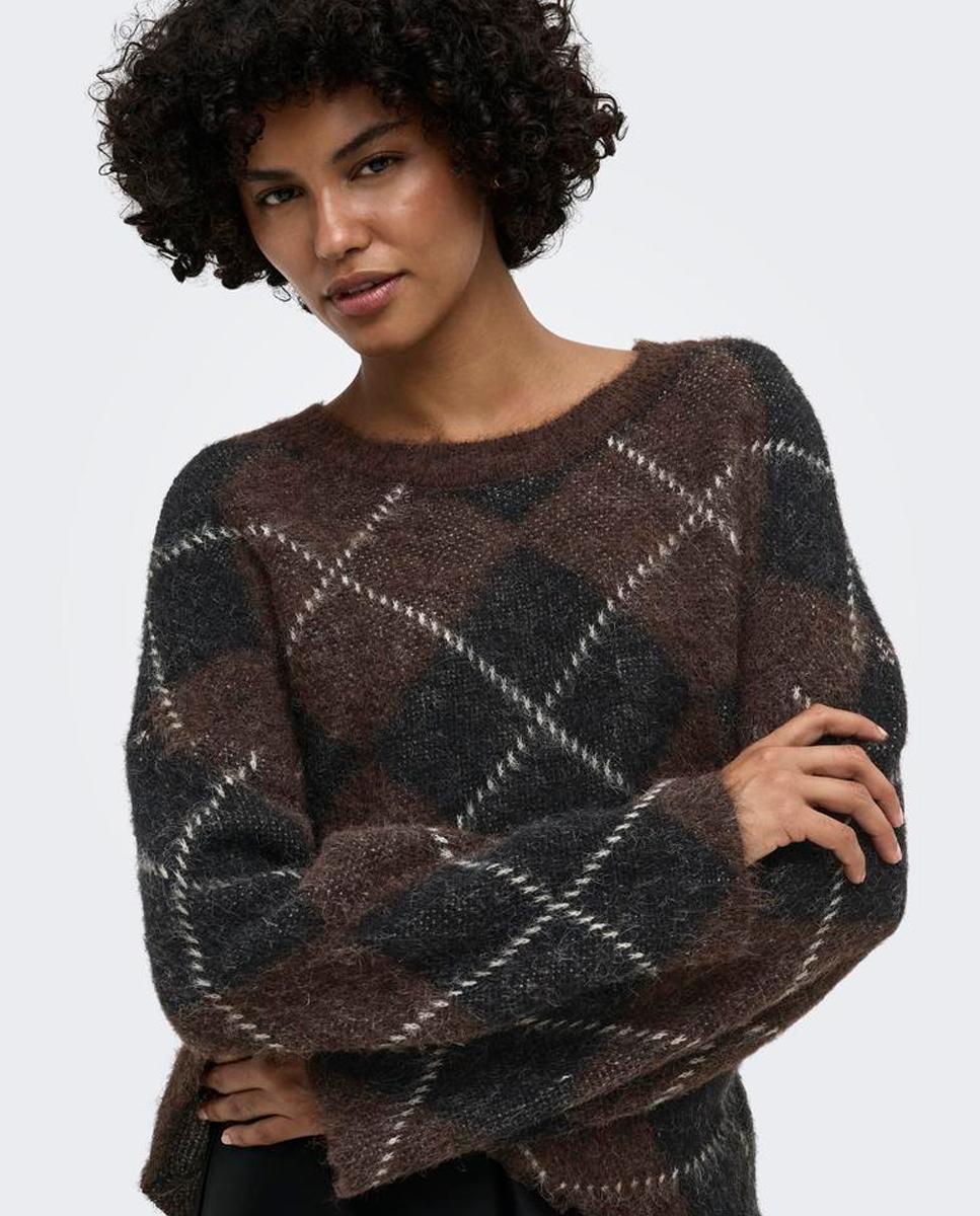 Imagen 4 de Jersey de mujer con cuello redondo y hombros caídos - Only - Marrón Marrón