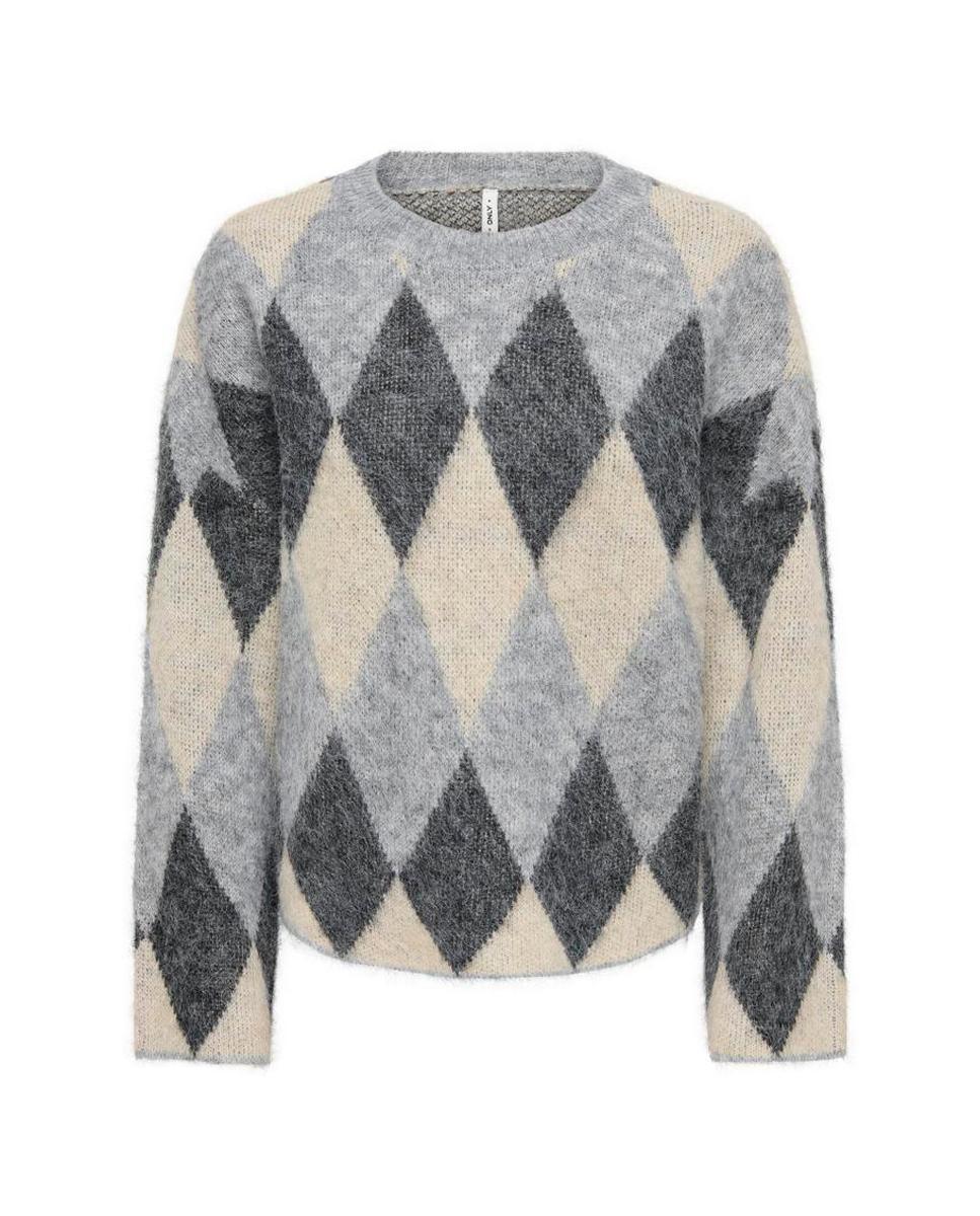 Jersey de mujer con cuello redondo y hombros caídos - Only - Gris Gris-6