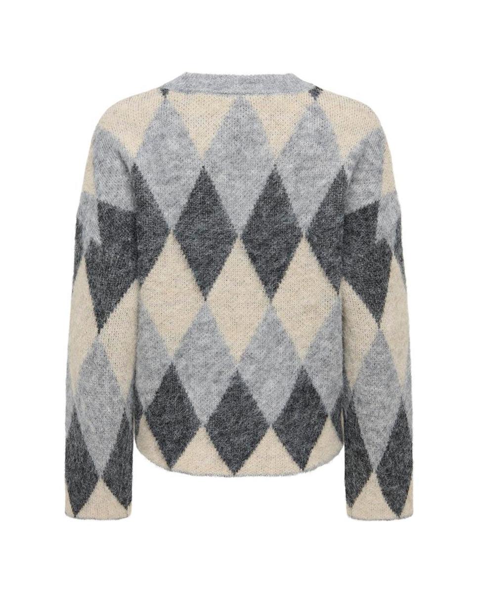 Jersey de mujer con cuello redondo y hombros caídos - Only - Gris Gris-7