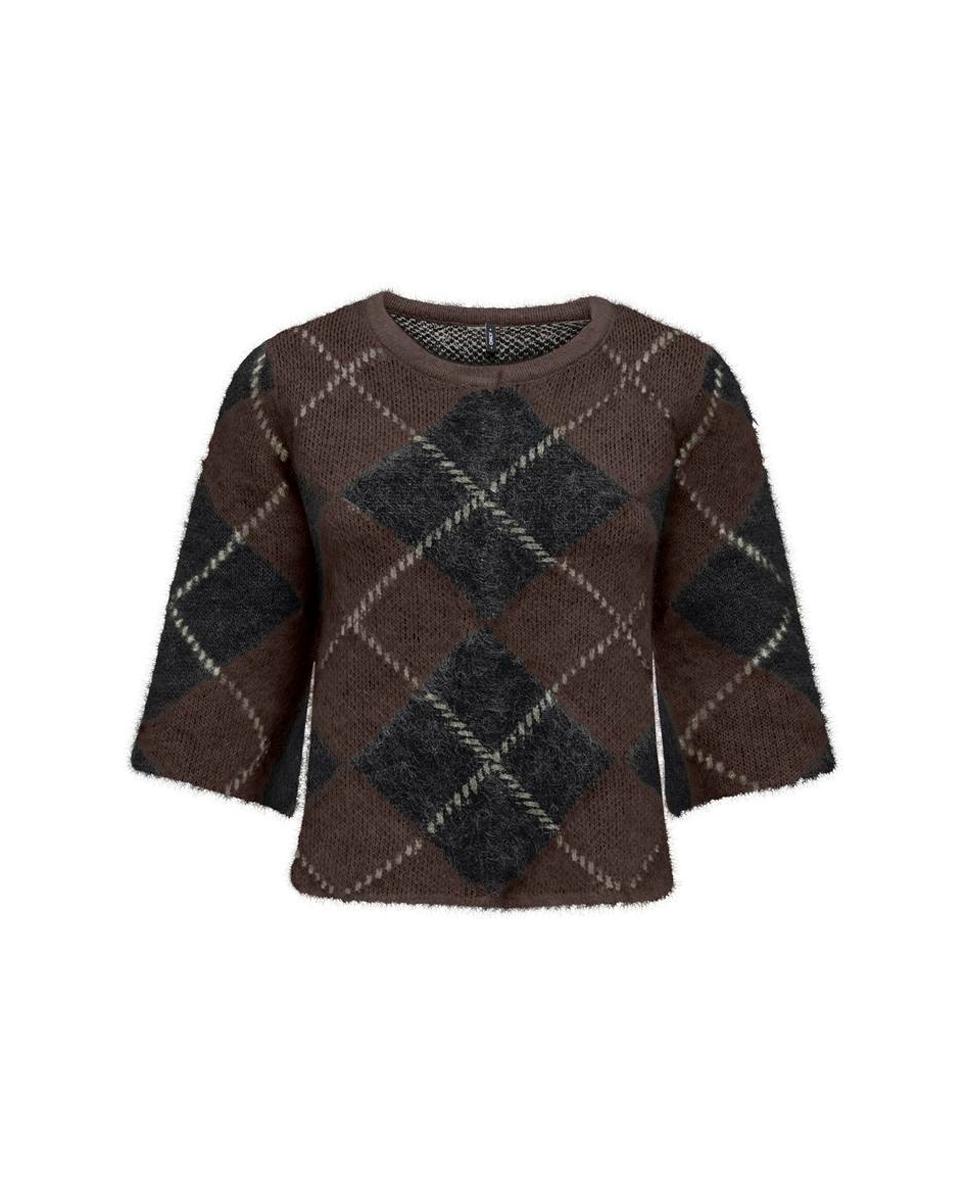 Jersey de mujer de manga corta con cuello redondo - Only - Marrón Marrón-1