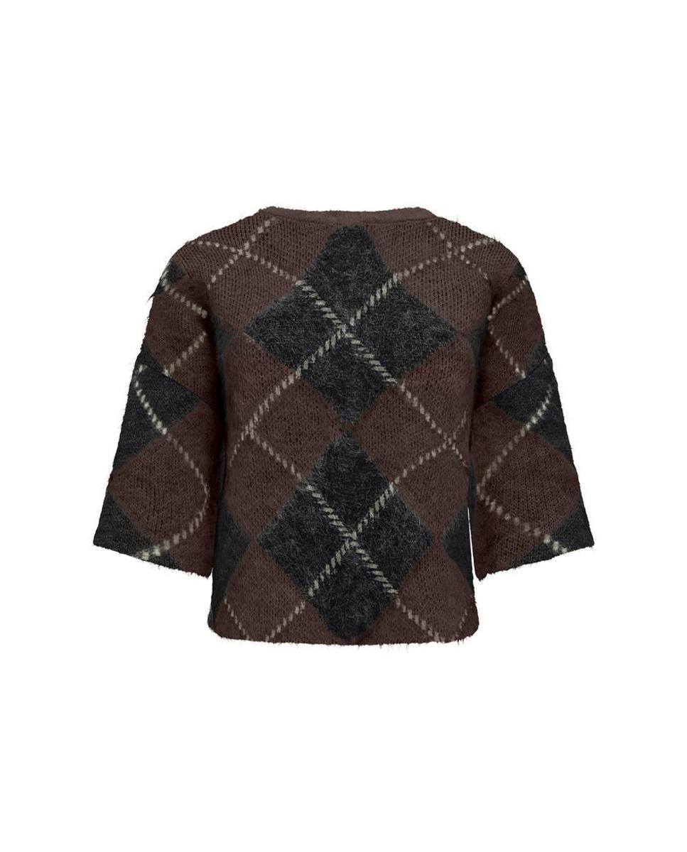 Jersey de mujer de manga corta con cuello redondo - Only - Marrón Marrón-2
