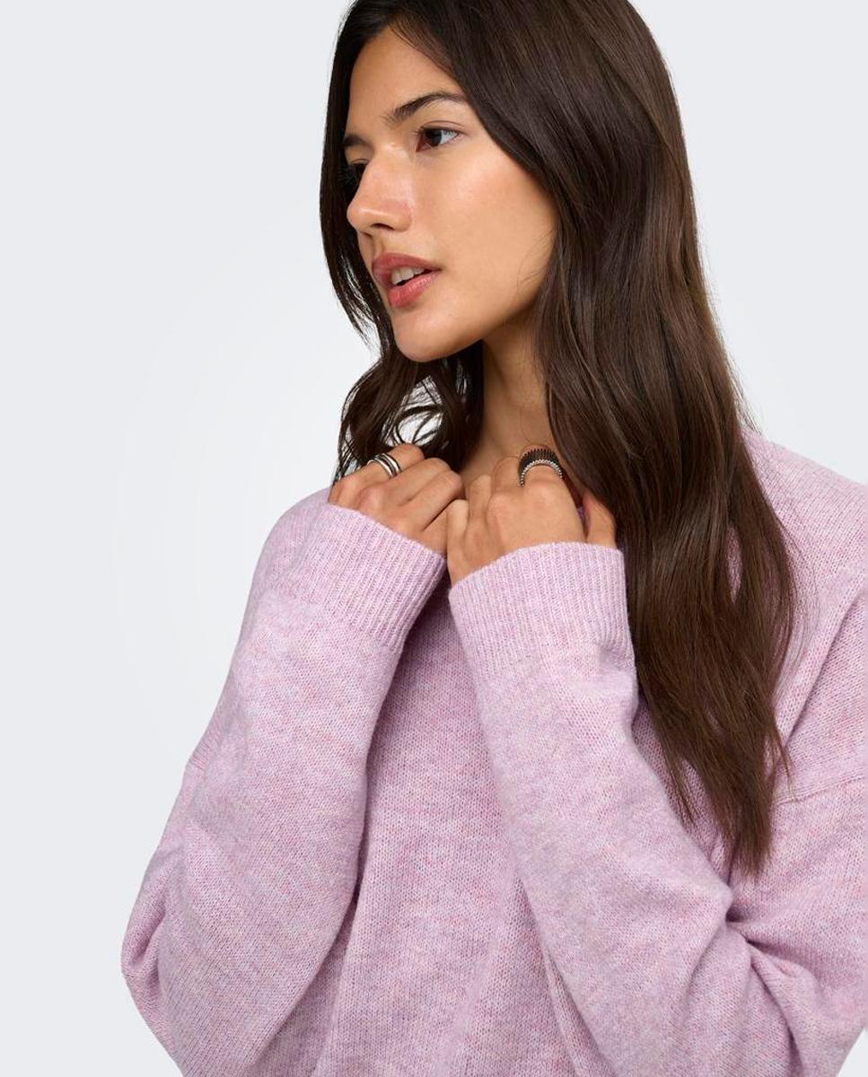 Imagen 4 de Jersey de mujer con cuello redondo y hombros caídos - Only - Rosa Rosa