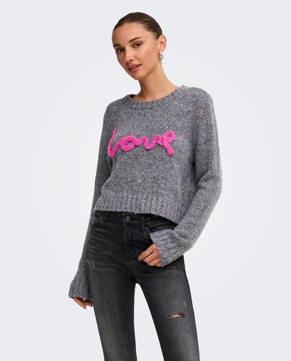 Imagen 0 de Jersey cropped de mujer con cuello redondo Gris