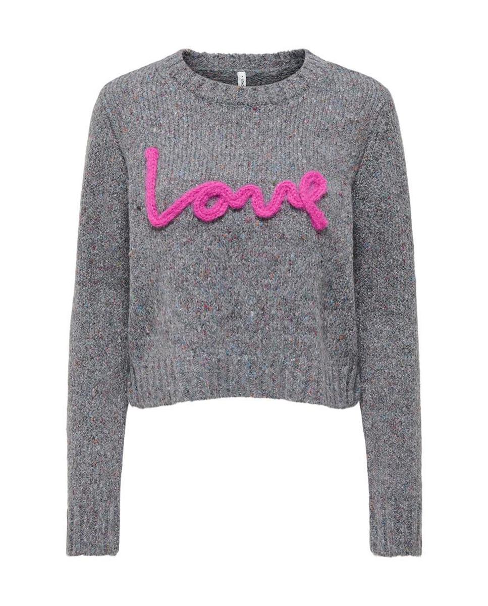 Jersey cropped de mujer con cuello redondo - Only - Gris Gris-6