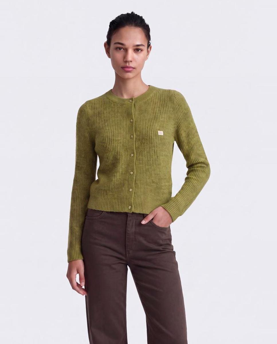 Cárdigan de mujer con cuello redondo y cierre de botones - Only - Verde Verde-1