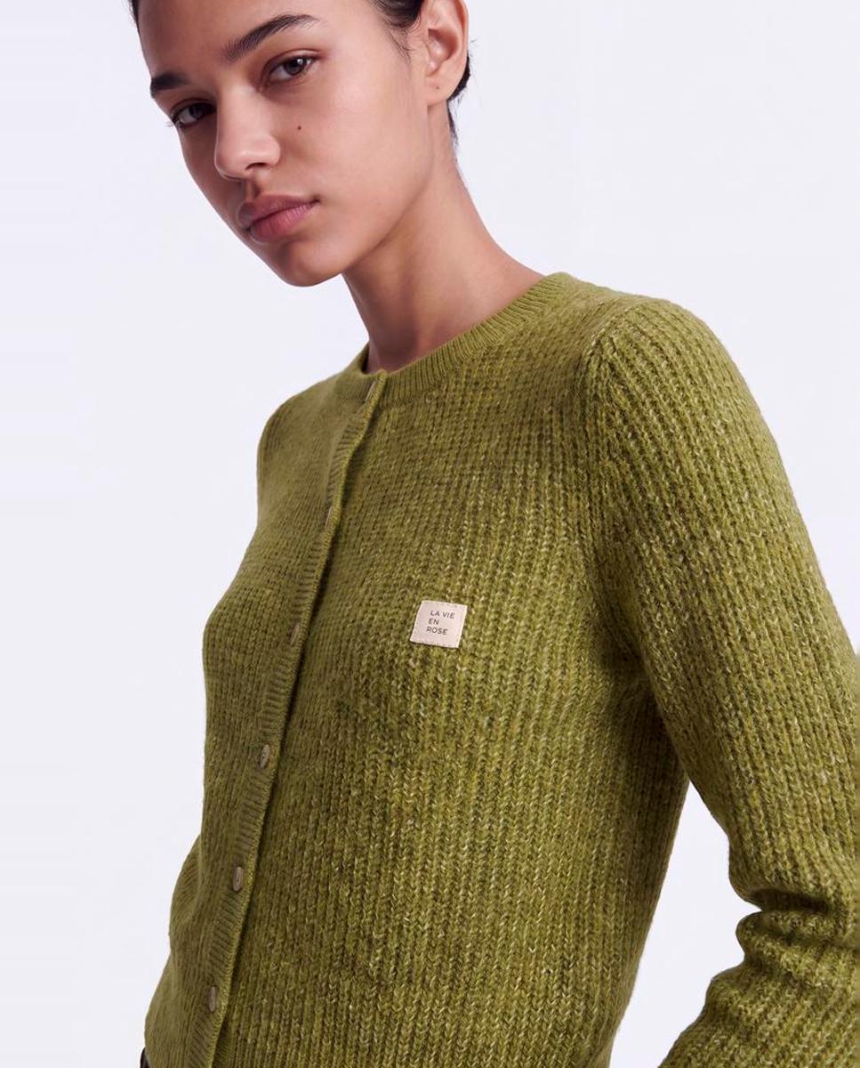 Cárdigan de mujer con cuello redondo y cierre de botones - Only - Verde Verde-5