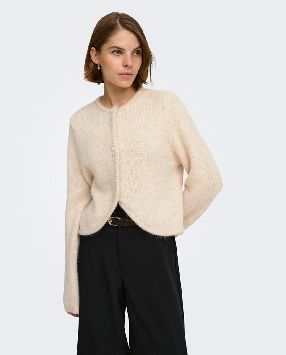 Imagen 3 de Cárdigan de mujer con cuello redondo y cierre de botones - Only - Beige Beige